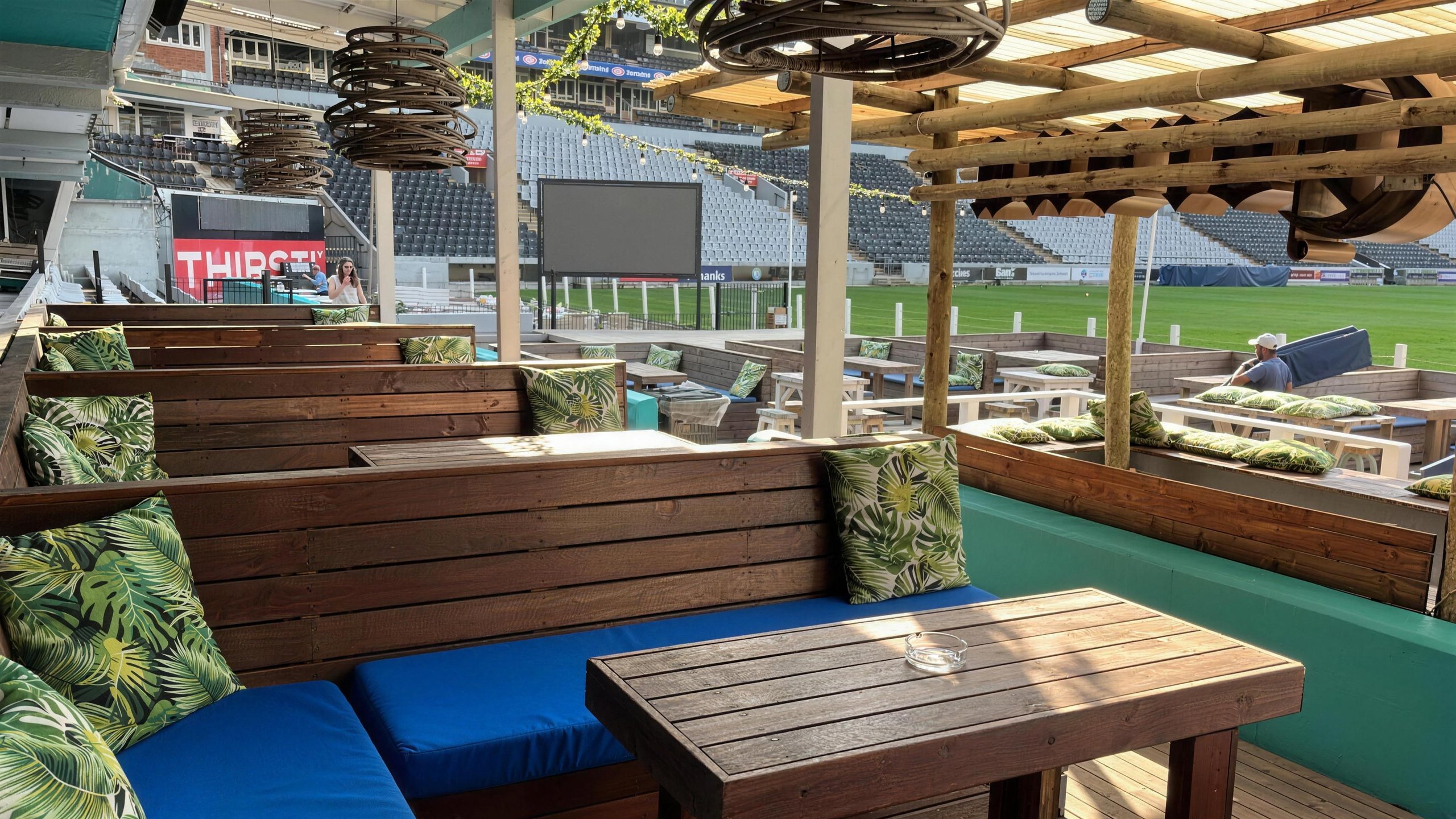 The covered VIP Deck set for an event